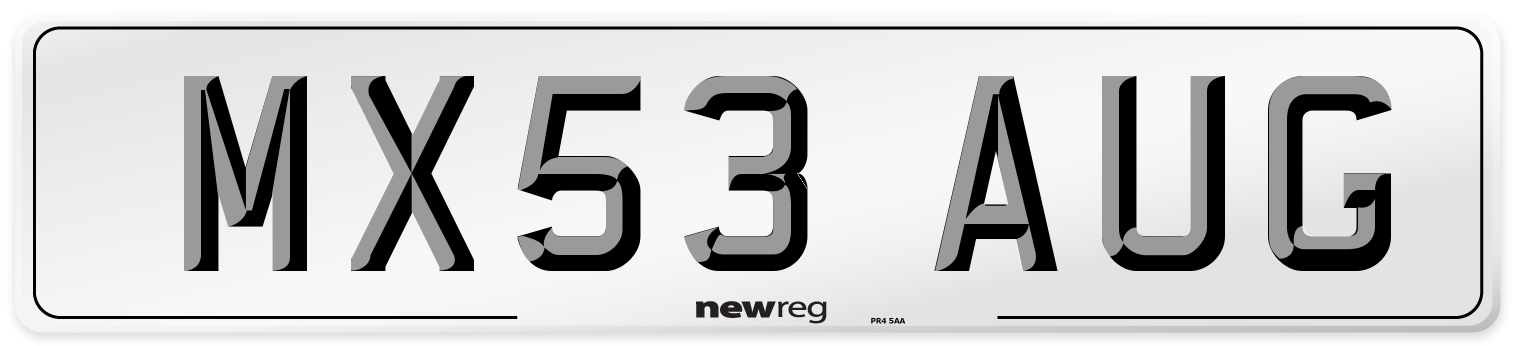 MX53 AUG Number Plate from New Reg